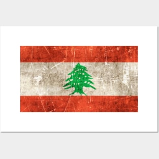 Vintage Aged and Scratched Lebanese Flag Posters and Art